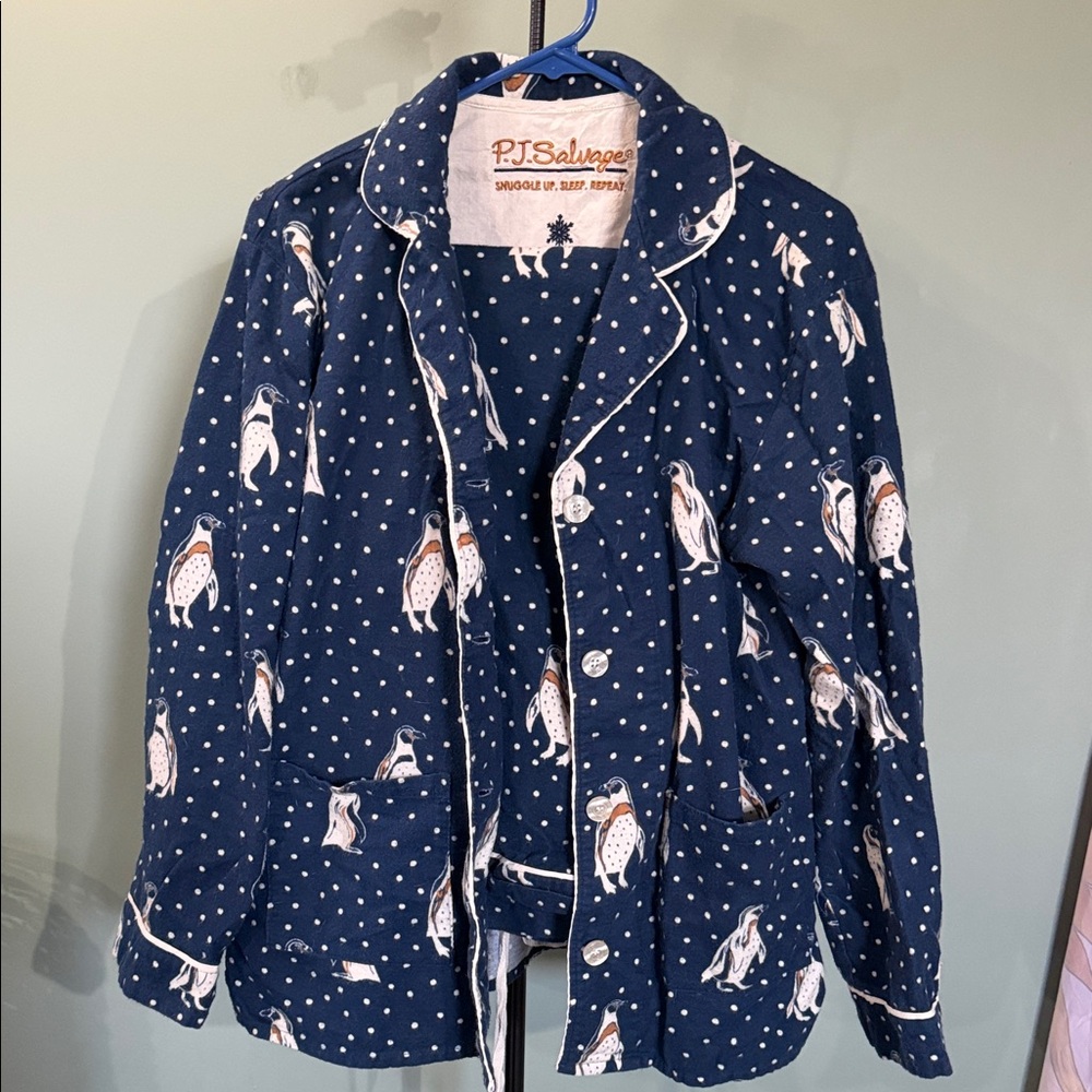 P.J. Salvage Navy Penguin Print Pajama Set
